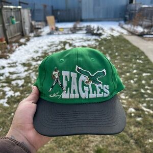 Hat Vtg Rare 90s Philadelphia Eagles Randall Cunningham Autographed Antone Davis
